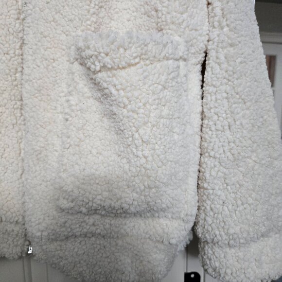 Wild Fable Cream Sherpa Zip-Up Jacket | XS/S Cozy Teddy Fleece Coat - Picture 4 of 14